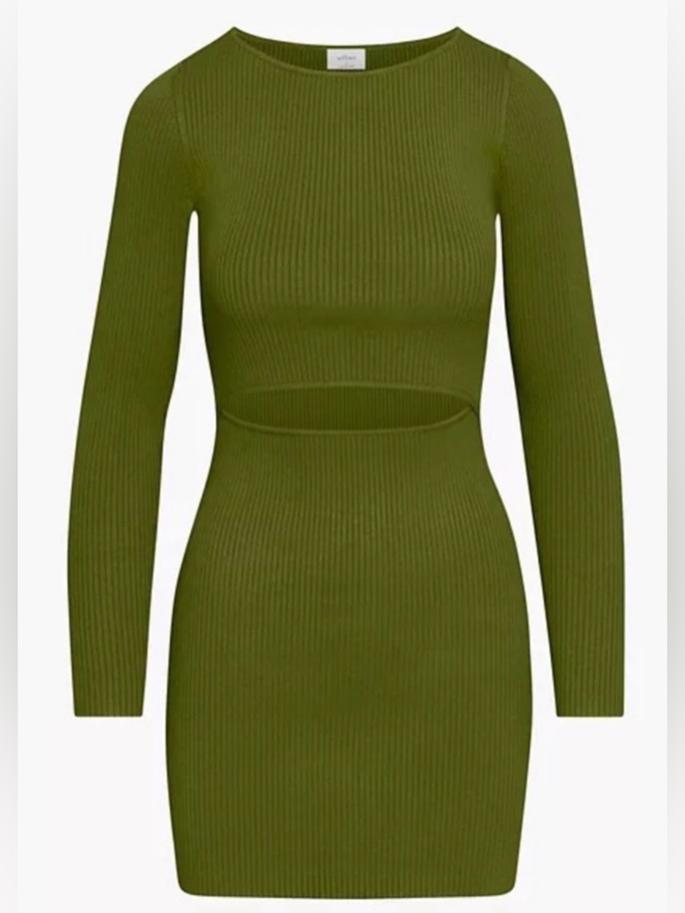 Aritzia Wilfred Cutout Knit Longsleeve Mini Dress in Grotto Green - NWT
